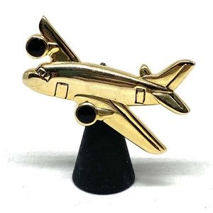 Vintage Airplane Brooch - Good Luck Travel Pin